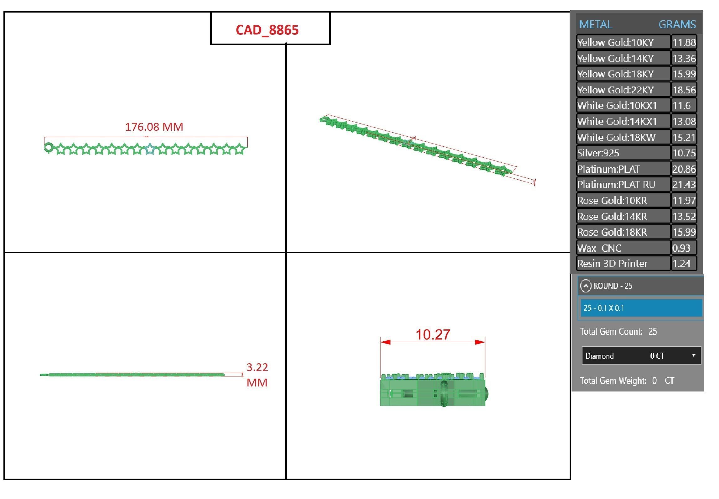 Star Chain High Jewelry Diamond Bracelet 3dm stl renders 3D print model_3