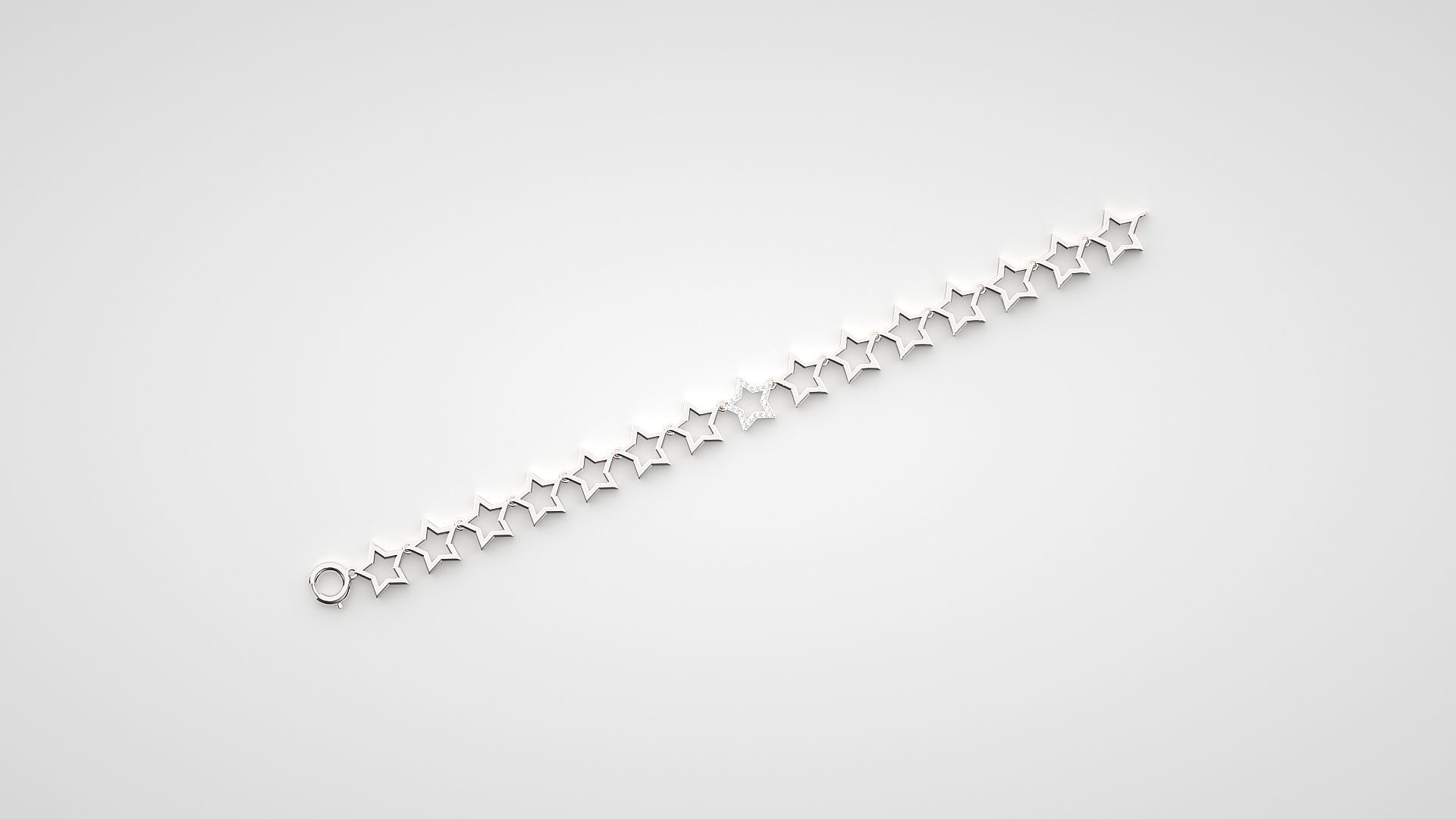 Star Chain High Jewelry Diamond Bracelet 3dm stl renders 3D print model_10
