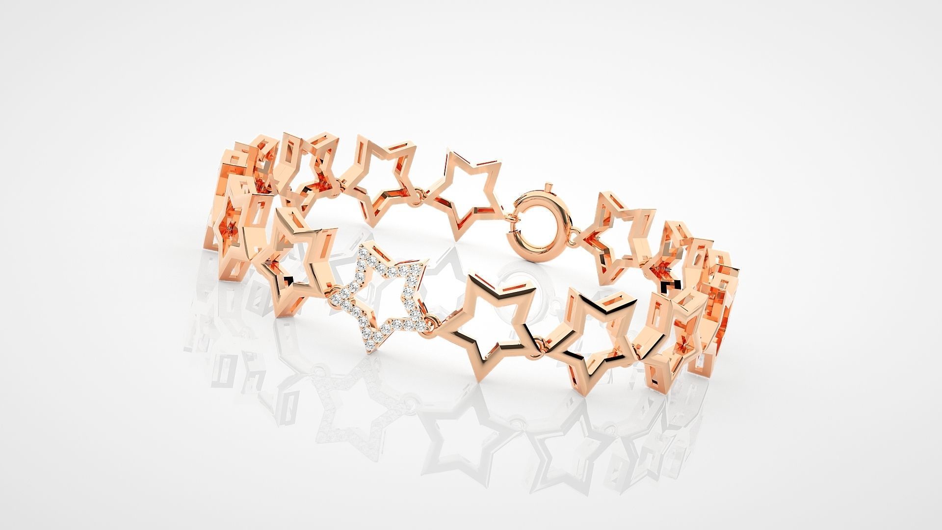 Star Chain High Jewelry Diamond Bracelet 3dm stl renders 3D print model_6