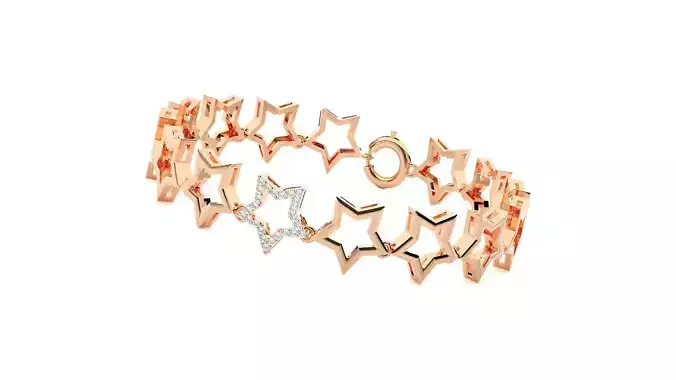 Star Chain High Jewelry Diamond Bracelet 3dm stl renders 