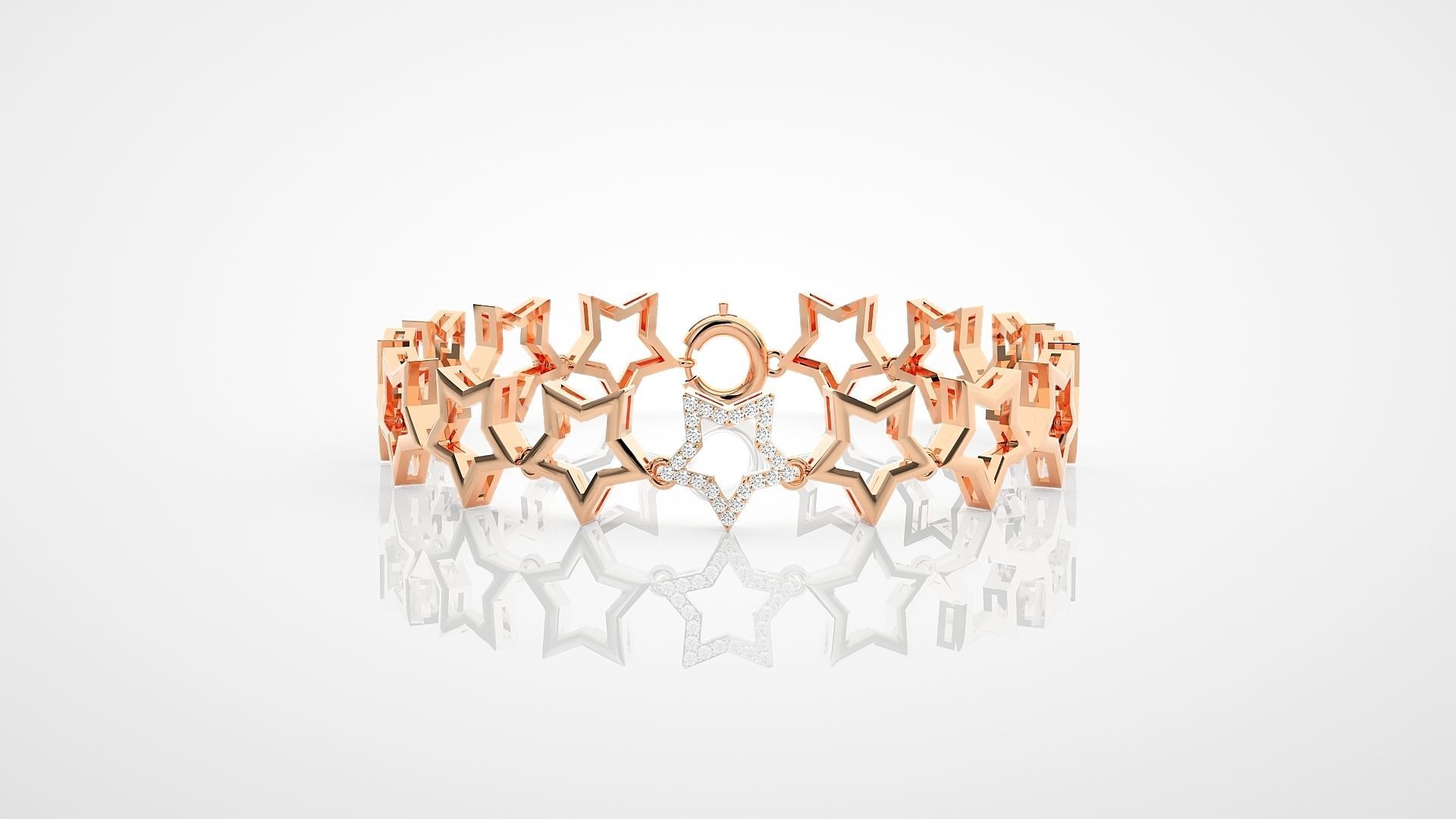 Star Chain High Jewelry Diamond Bracelet 3dm stl renders 3D print model_8