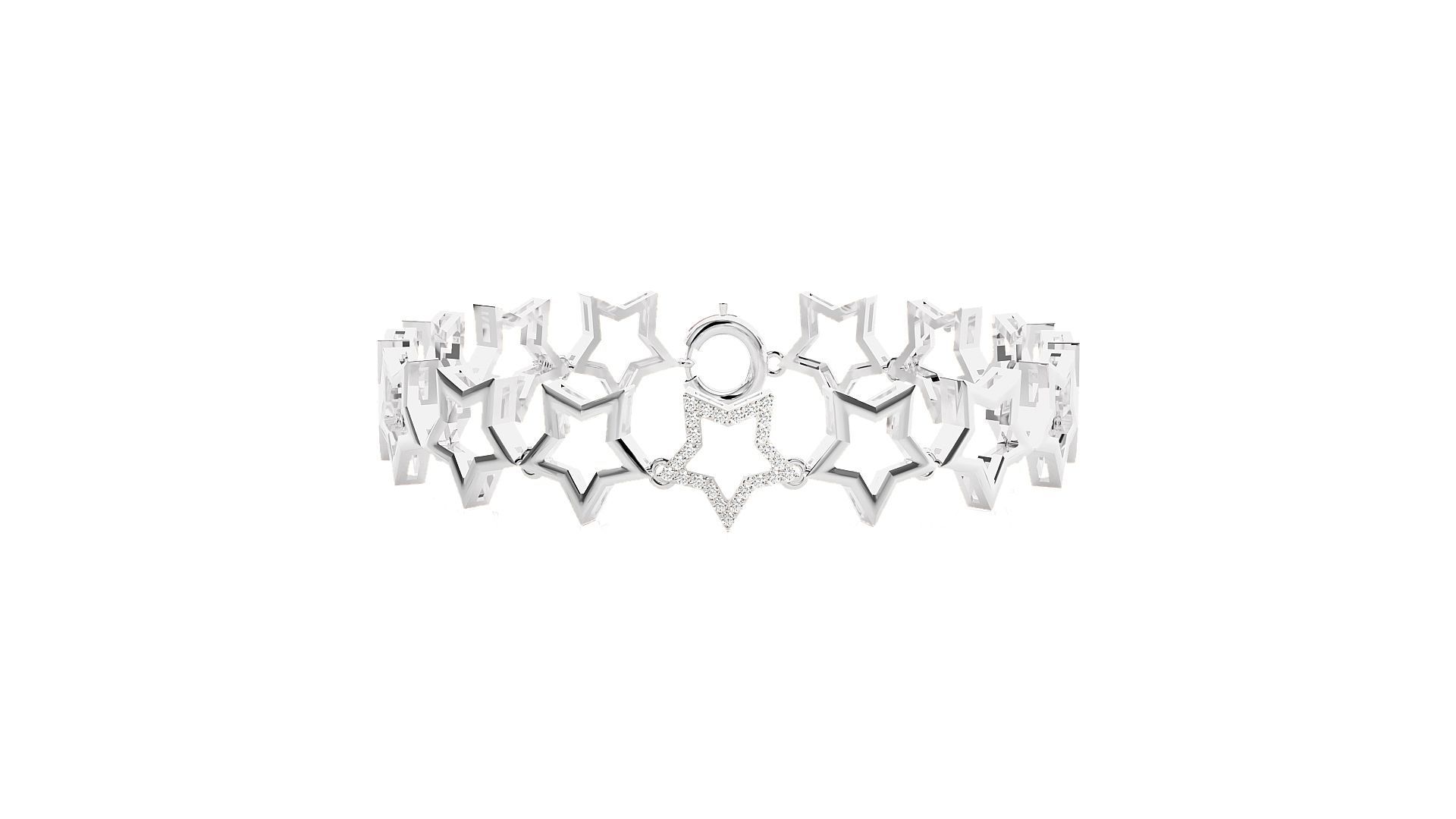 Star Chain High Jewelry Diamond Bracelet 3dm stl renders 3D print model_13