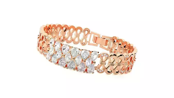Solitaire High Jewelry Diamond Bracelet 3dm stl renders details 