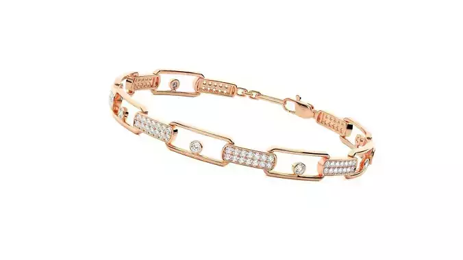 Solitaire Chain Style High Jewelry Diamond Bracelet 3dm stl