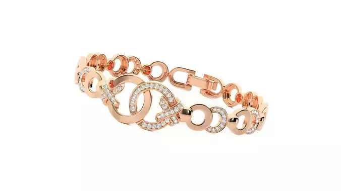 High Jewelry Diamond Rope Knot  Bracelet 3dm stl renders