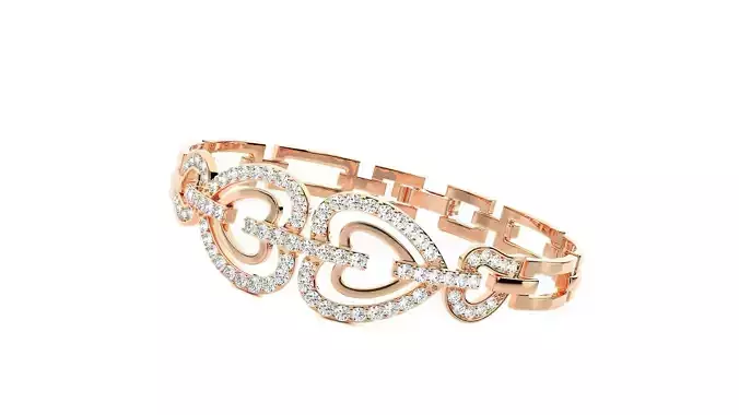 Heart Love valentine High Jewelry Diamond Bracelet 3dm stl 3D print model