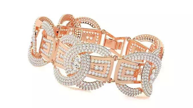 Chain Links High Jewelry Diamond Bracelet 3dm stl renders