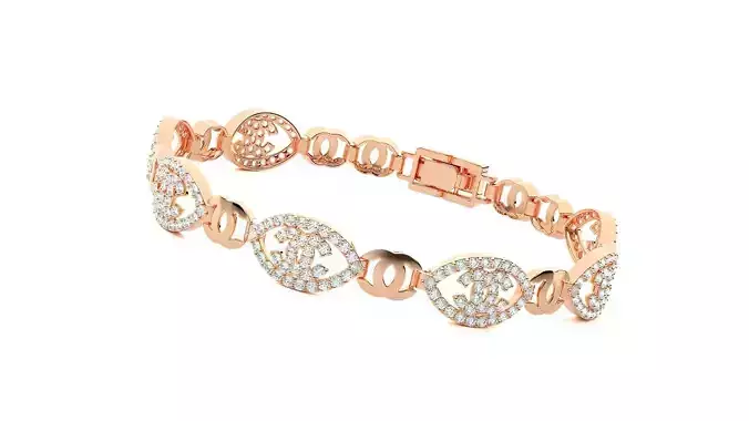 High Jewelry Diamond Bracelet 3dm stl renders details 