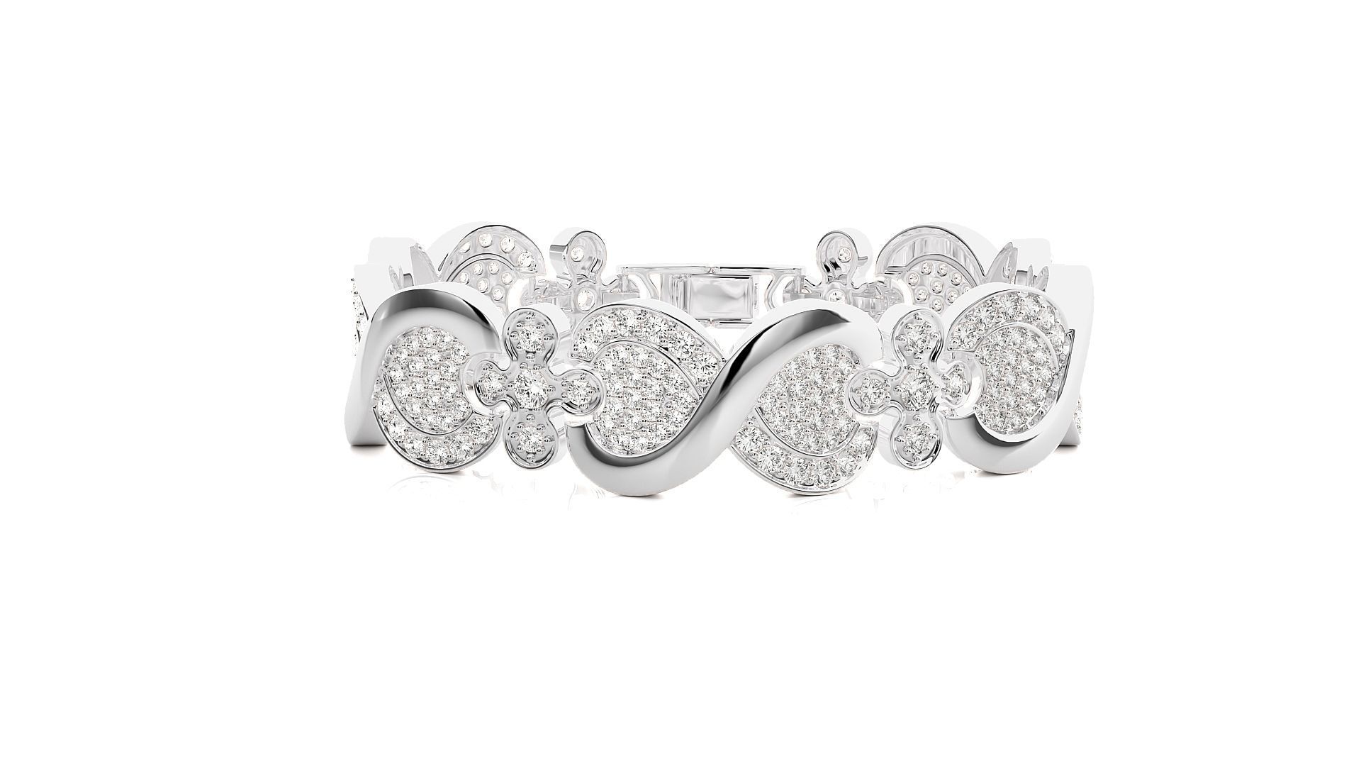 Infinity High Jewelry Diamond Bracelet 3dm stl renders details  3D print model_12