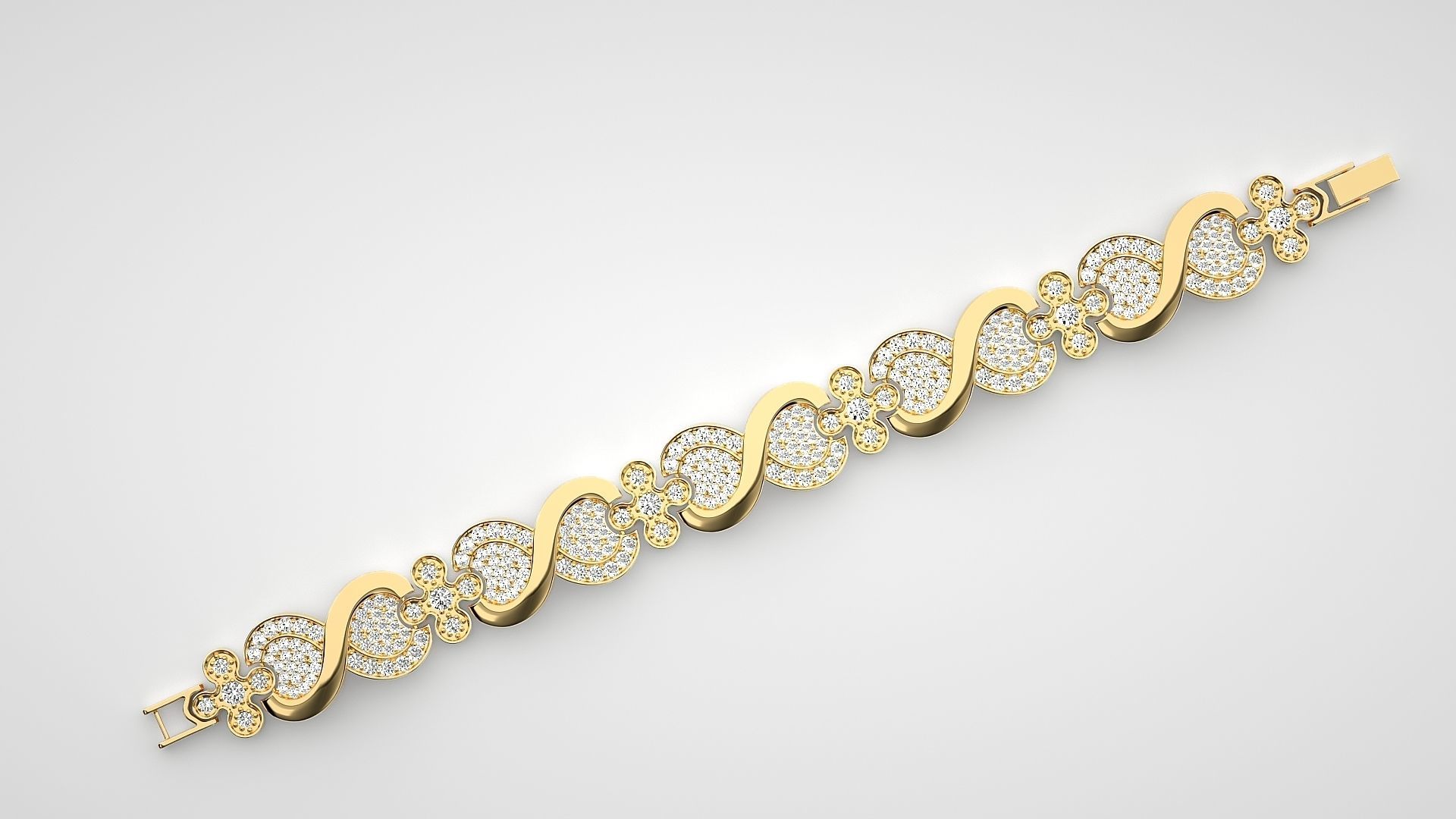 Infinity High Jewelry Diamond Bracelet 3dm stl renders details  3D print model_15