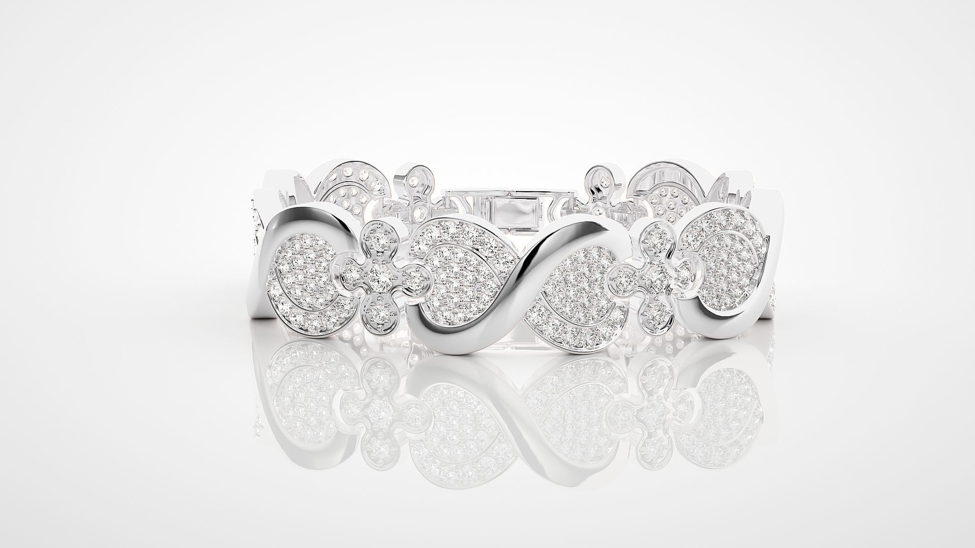Infinity High Jewelry Diamond Bracelet 3dm stl renders details  3D print model_13