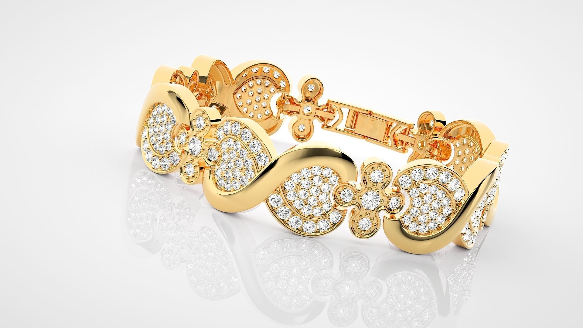 Infinity High Jewelry Diamond Bracelet 3dm stl renders details  3D print model_16