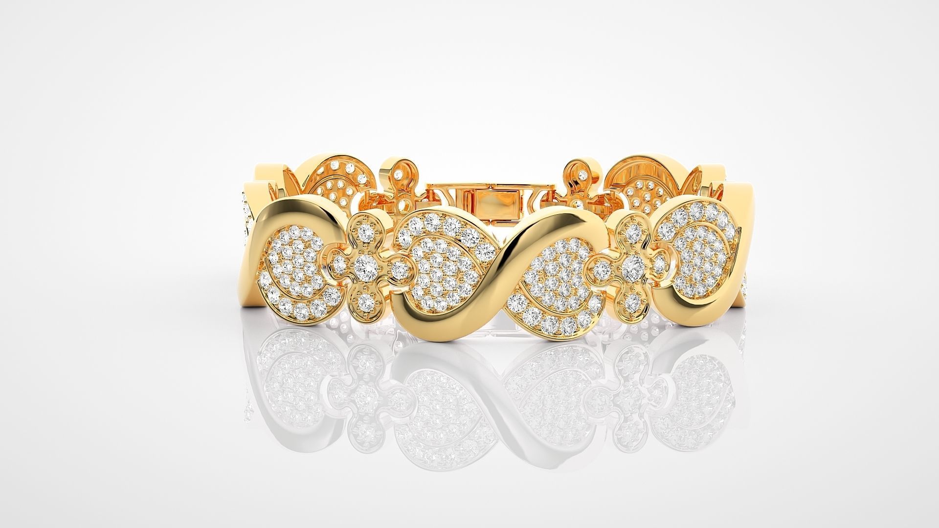 Infinity High Jewelry Diamond Bracelet 3dm stl renders details  3D print model_18