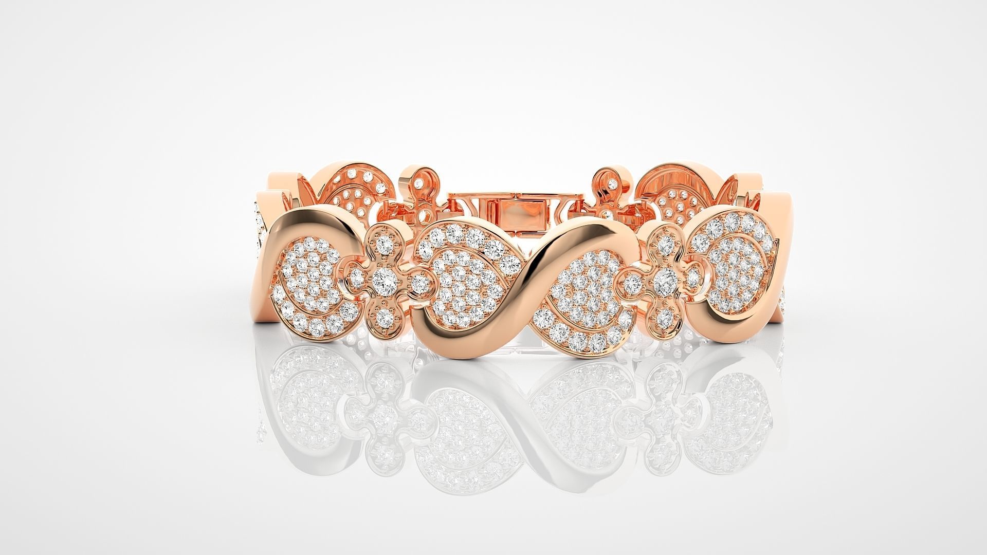 Infinity High Jewelry Diamond Bracelet 3dm stl renders details  3D print model_8