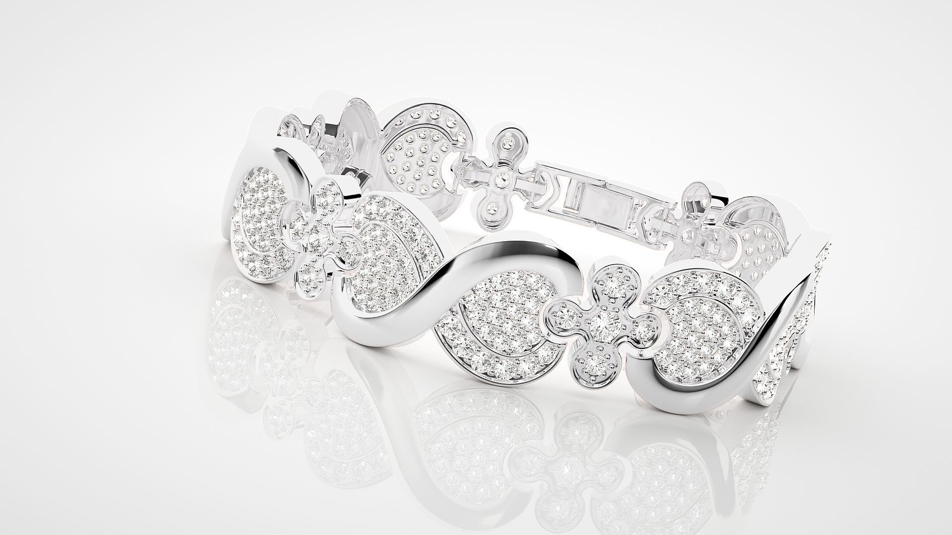 Infinity High Jewelry Diamond Bracelet 3dm stl renders details  3D print model_11