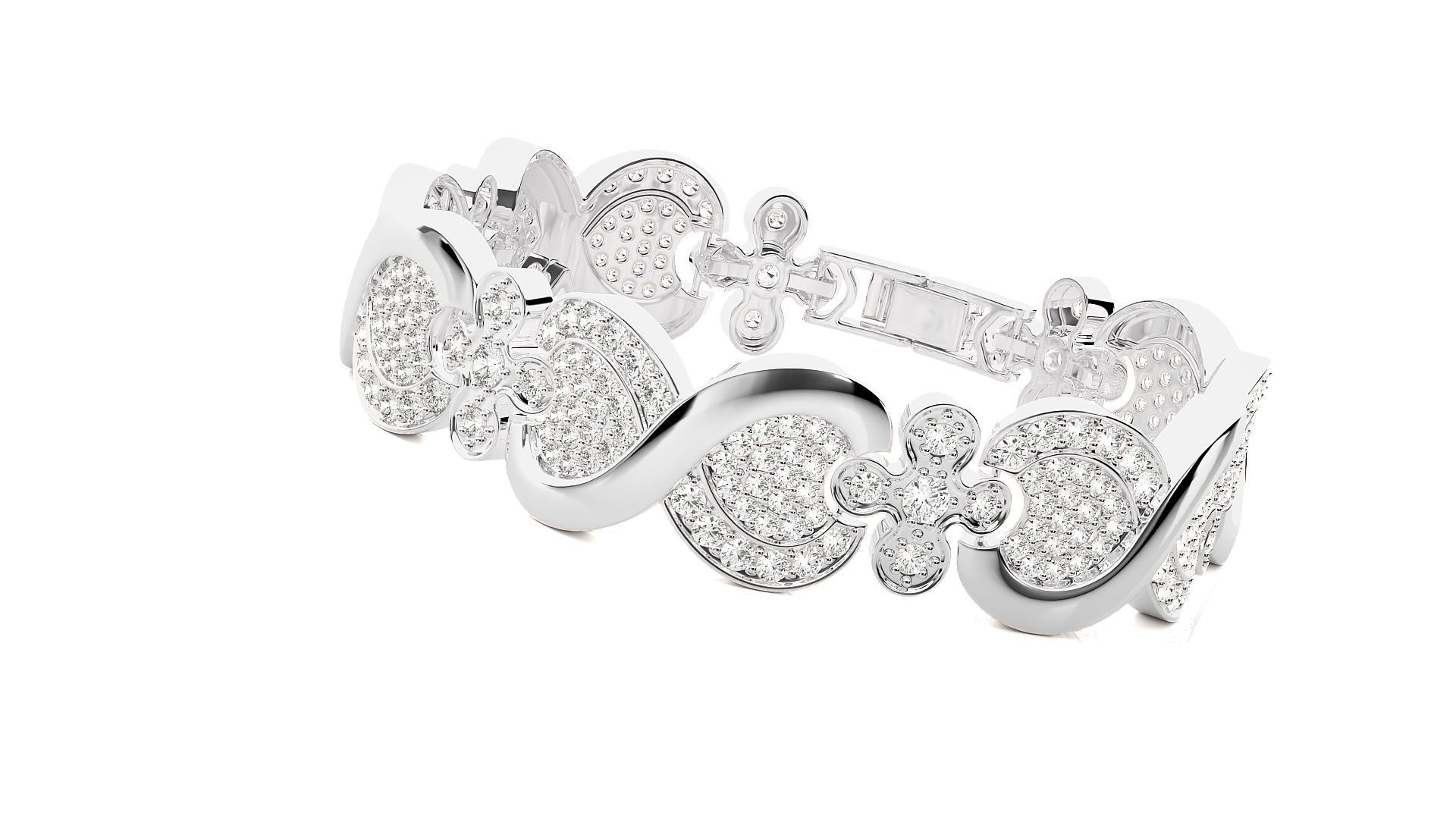 Infinity High Jewelry Diamond Bracelet 3dm stl renders details  3D print model_1