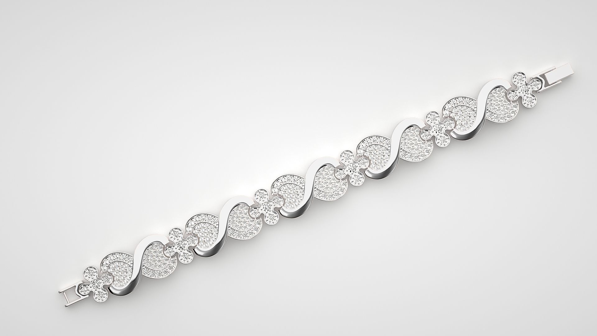 Infinity High Jewelry Diamond Bracelet 3dm stl renders details  3D print model_10