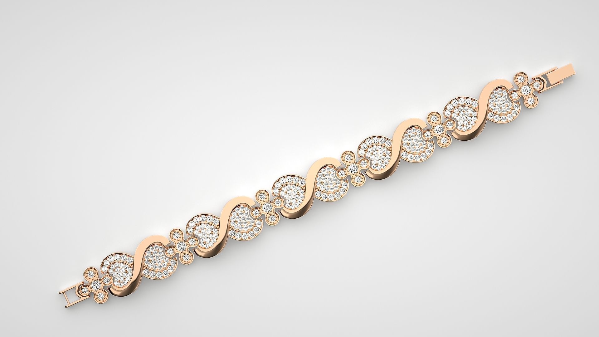 Infinity High Jewelry Diamond Bracelet 3dm stl renders details  3D print model_5
