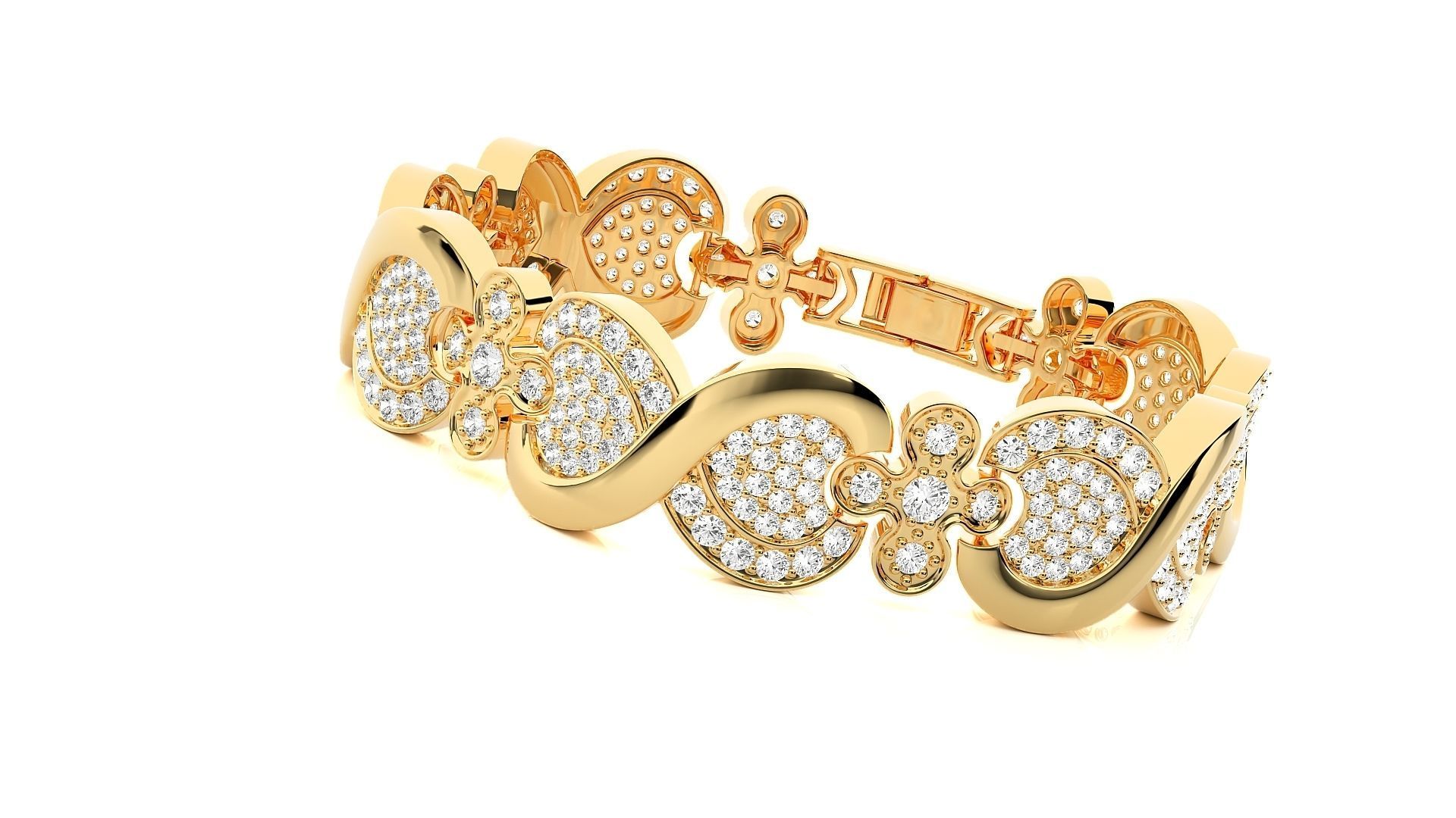 Infinity High Jewelry Diamond Bracelet 3dm stl renders details  3D print model_2
