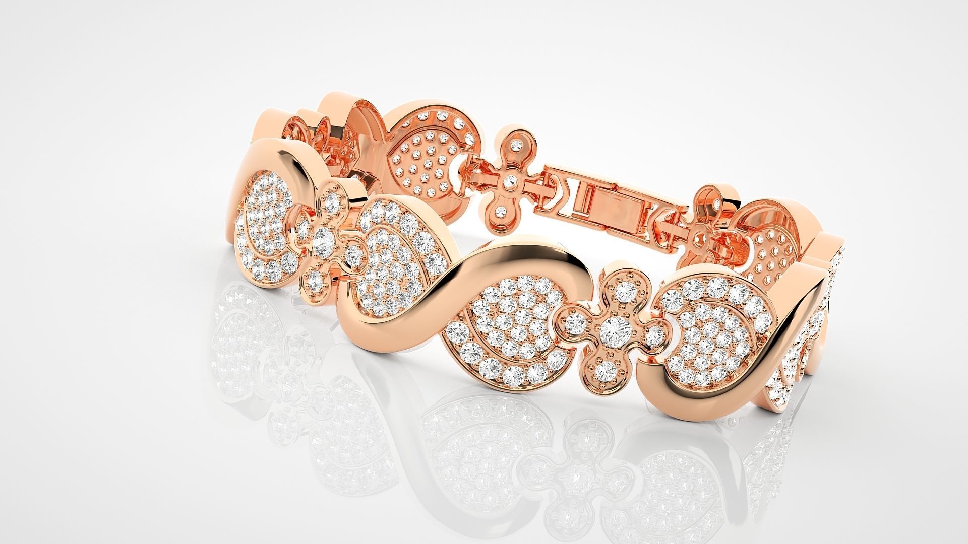 Infinity High Jewelry Diamond Bracelet 3dm stl renders details  3D print model_6
