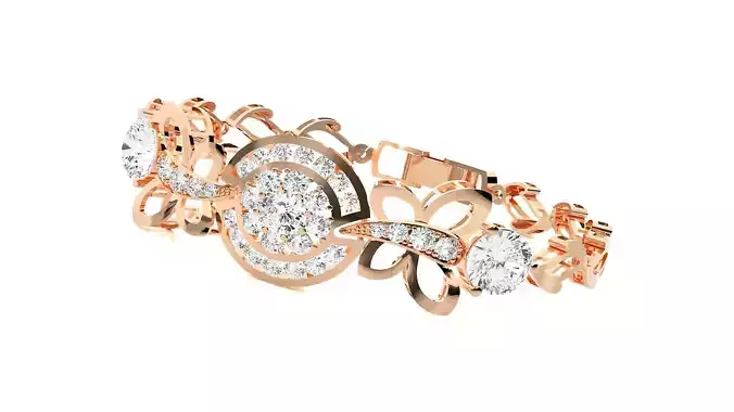 Solitaire High Jewelry Diamond Bracelet 3dm stl renders details