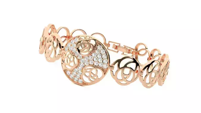 Fibonacci Circles High Jewelry Diamond Bracelet 3dm stl render 3D print model