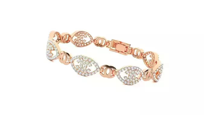 High Jewelry Diamond Bracelet 3dm stl renders details