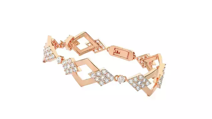 Rhombus Chain Link High Jewelry Diamond Bracelet 3dm stl renders