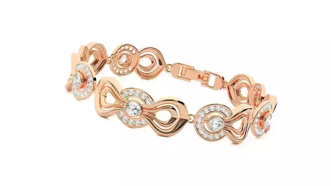 Solitaire High Jewelry Diamond Bracelet 3dm stl renders details