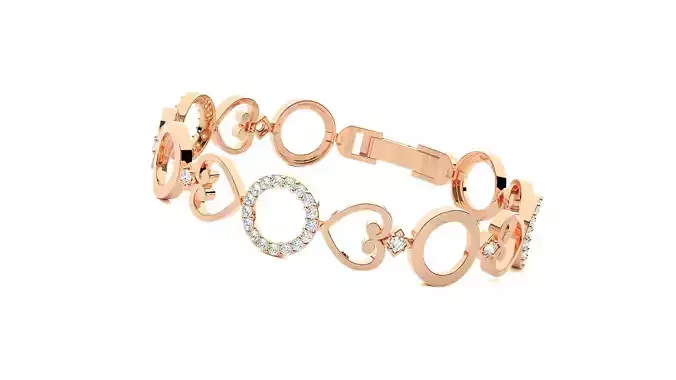 Heart High Jewelry Diamond Bracelet 3dm stl renders details 3D print model
