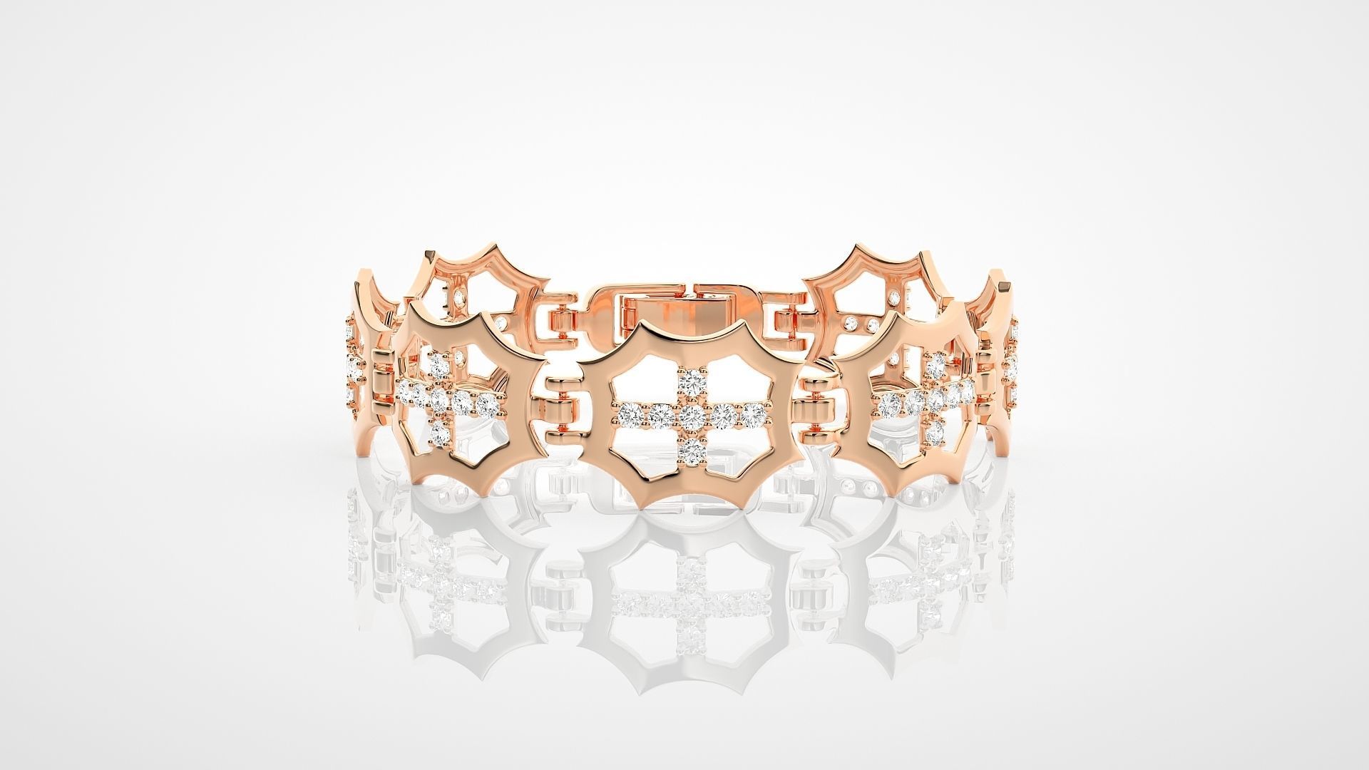 Cross High Jewelry Diamond Bracelet 3dm stl renders details 3D print model_7