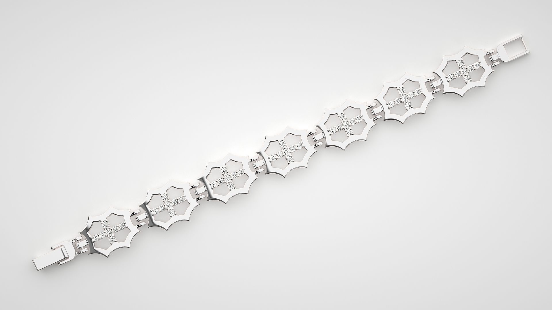 Cross High Jewelry Diamond Bracelet 3dm stl renders details 3D print model_10