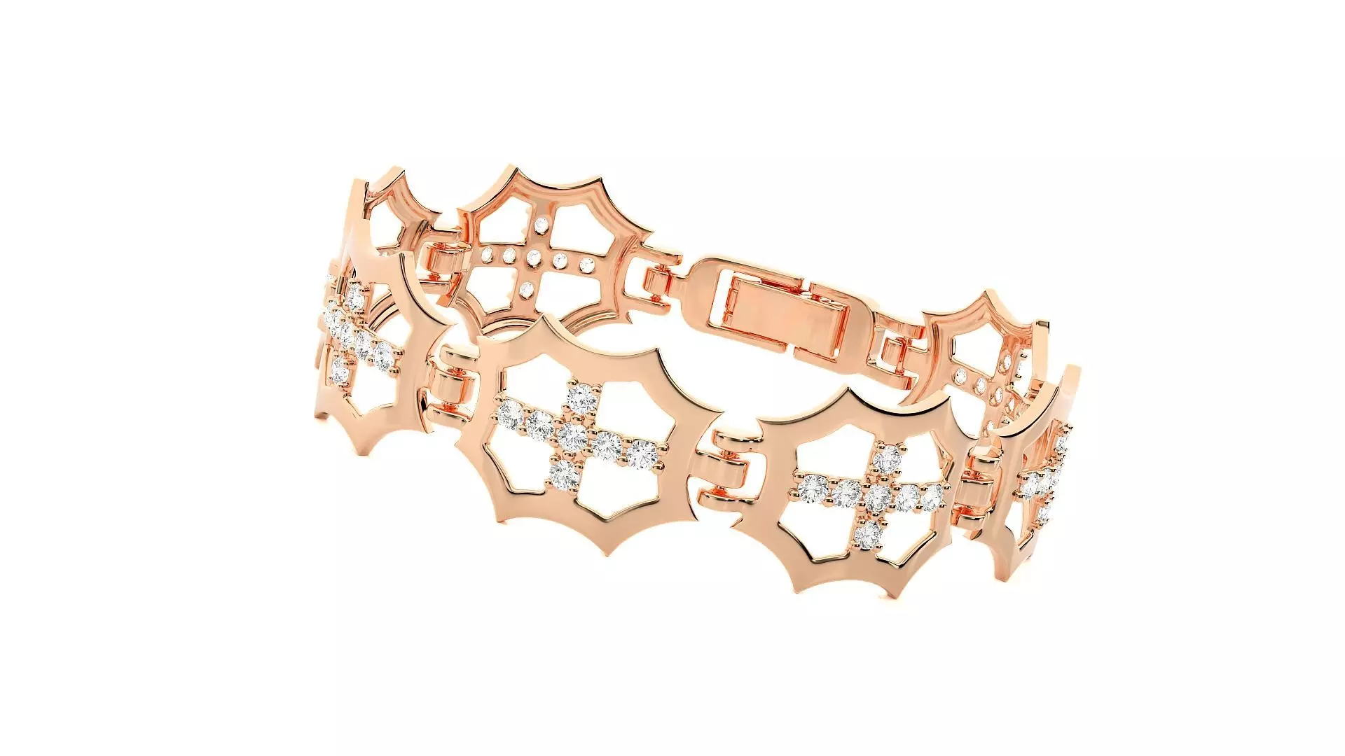 Cross High Jewelry Diamond Bracelet 3dm stl renders details 3D print model_0