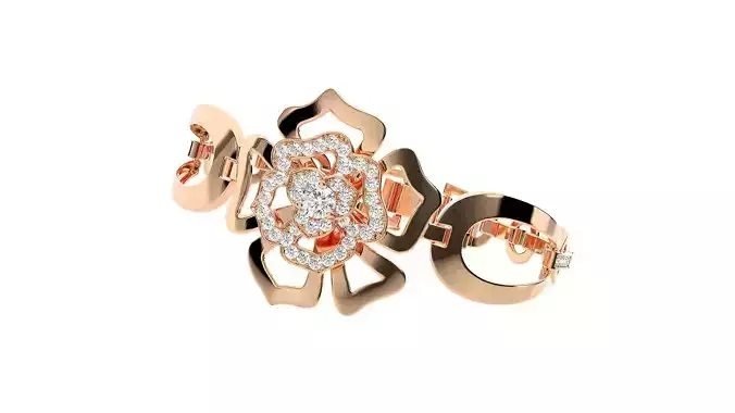 Solitaire Flower High Jewelry Diamond Bracelet 3dm stl renders