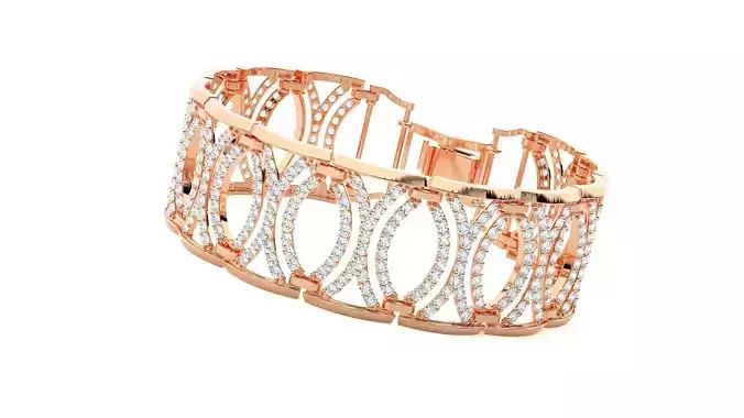 Loop Chain High Jewelry Diamond Bracelet 3dm stl renders details