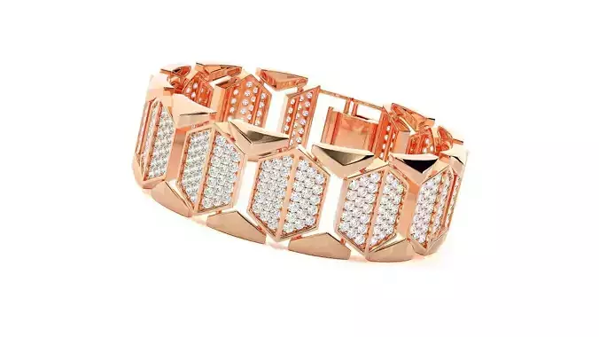 Diamond Head High Jewelry Diamond Bracelet 3dm stl renders