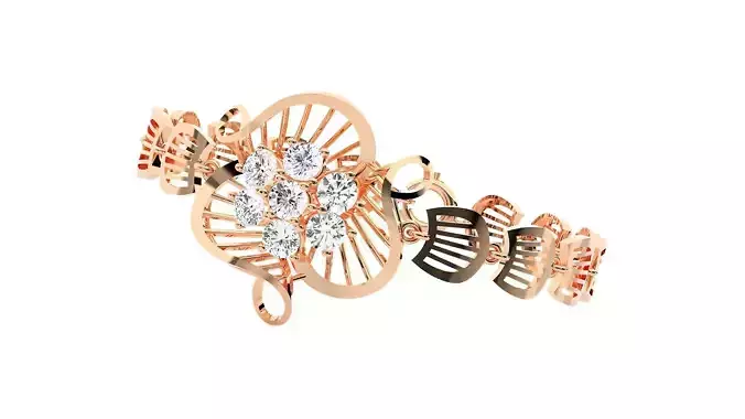 Flower High Jewelry Diamond Bracelet 3dm stl renders details