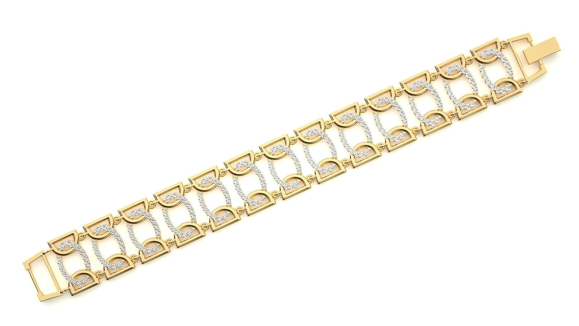 High Jewelry Diamond U chain Link Bracelet 3dm stl renders 3D print model_14