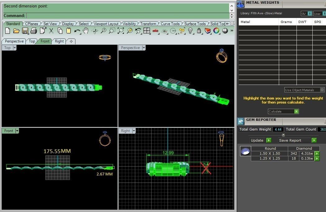 High Jewelry Diamond U chain Link Bracelet 3dm stl renders 3D print model_8