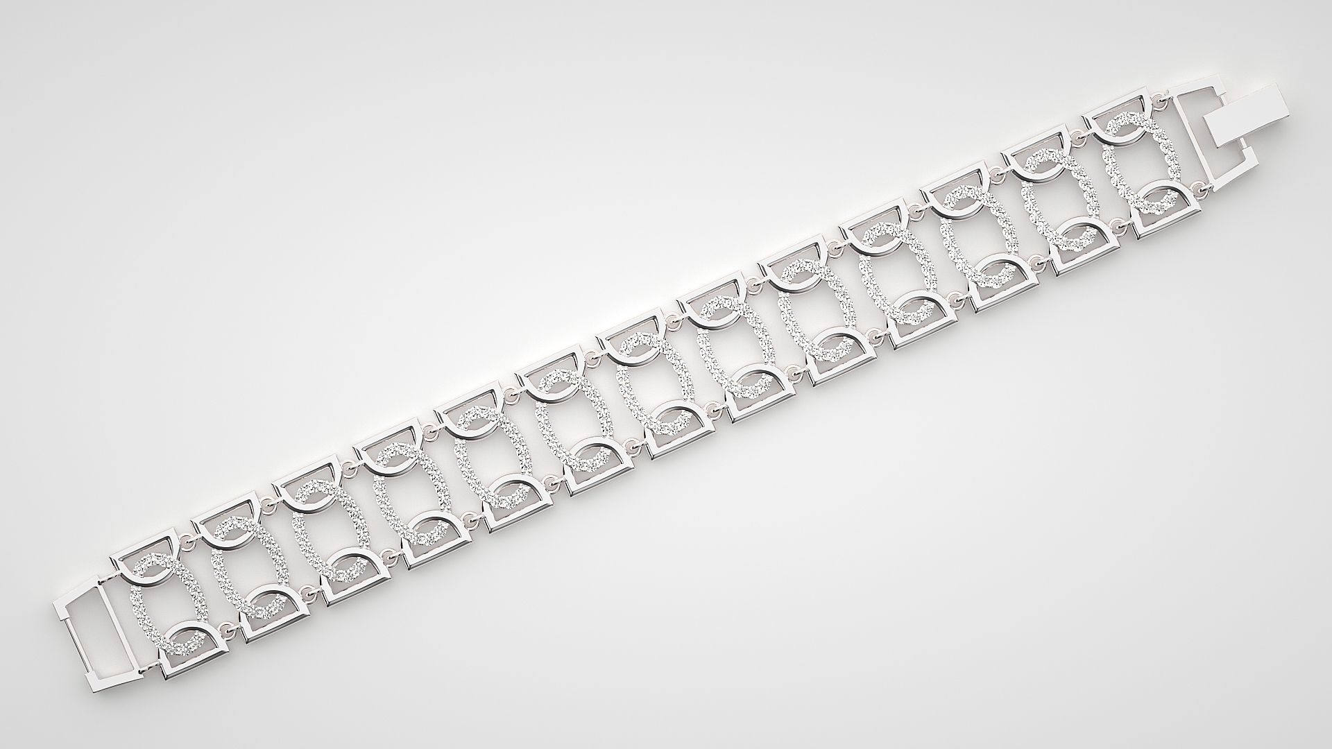 High Jewelry Diamond U chain Link Bracelet 3dm stl renders 3D print model_10