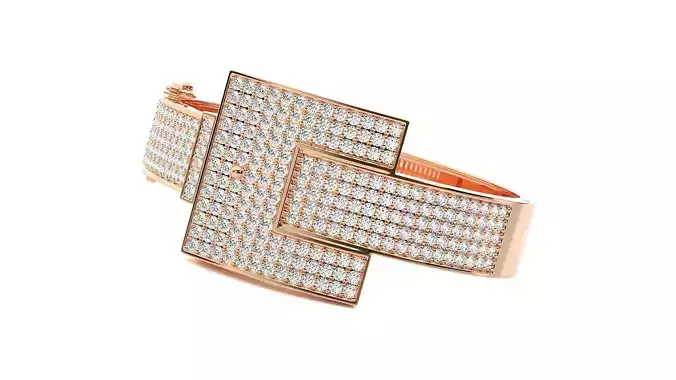 Diamond Head High Jewelry Diamond Bracelet 3dm stl renders