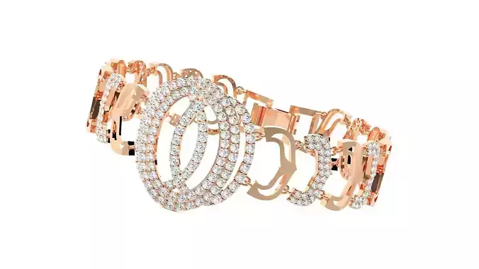 Central Rope Chain High Jewelry Diamond Bracelet 3dm stl renders 3D print model