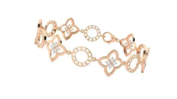 Solitaire Flower High Jewelry Diamond Bracelet 3dm stl renders