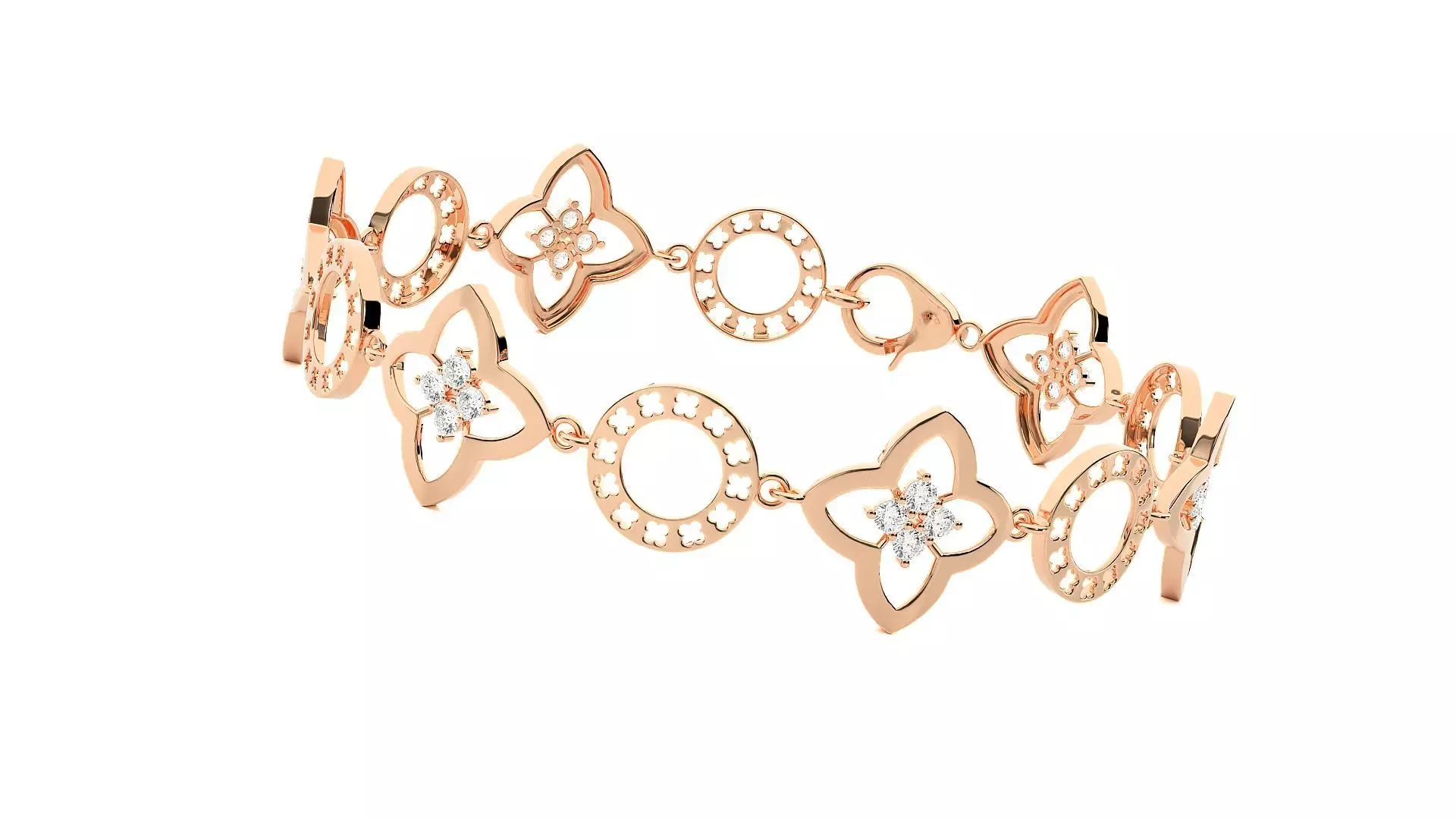 Solitaire Flower High Jewelry Diamond Bracelet 3dm stl renders 3D print model