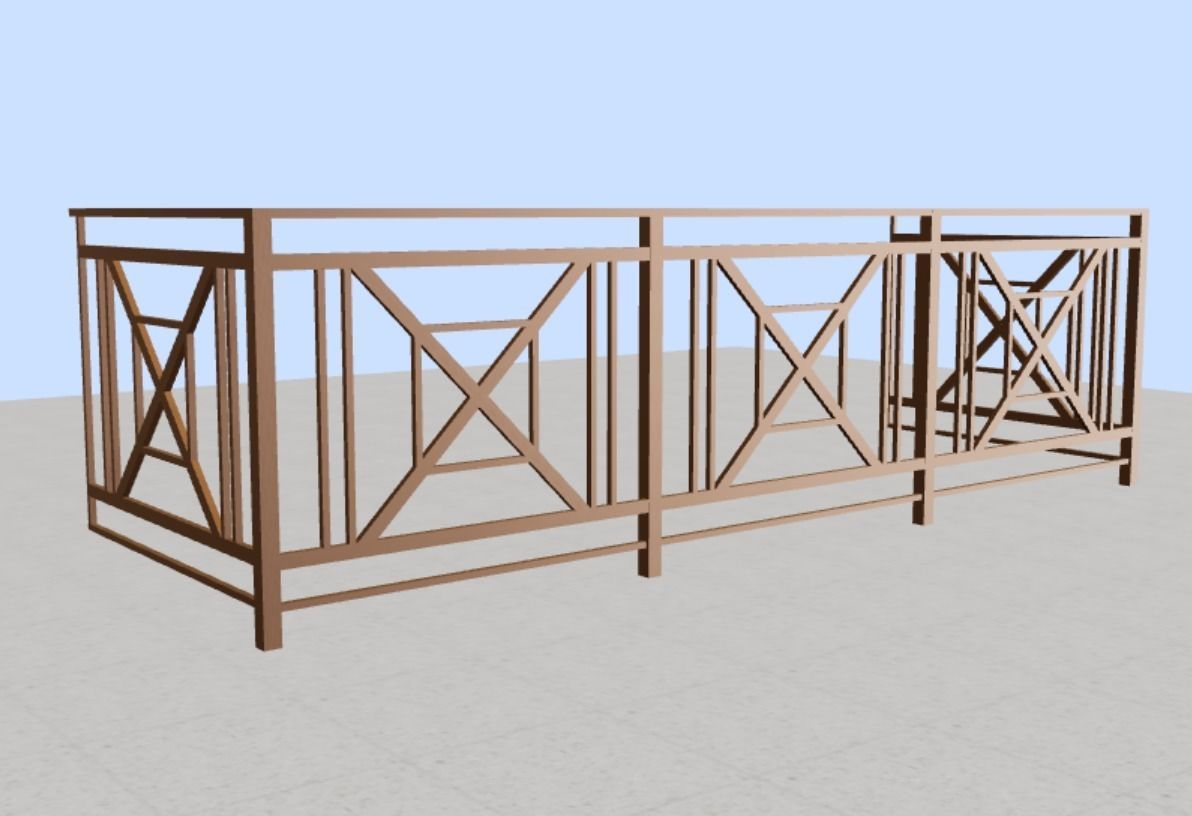 Iron balcony railing 3D model 3D model_1