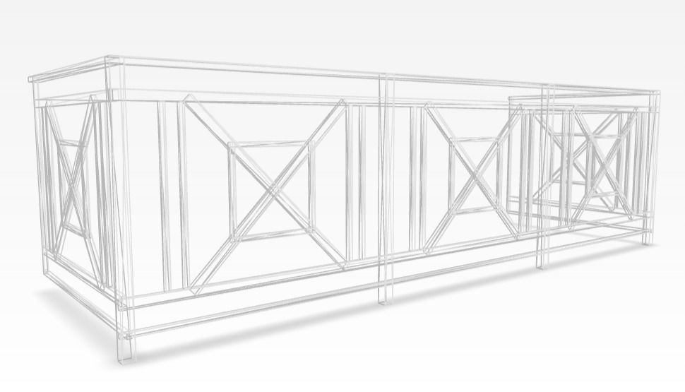 Iron balcony railing 3D model 3D model_3