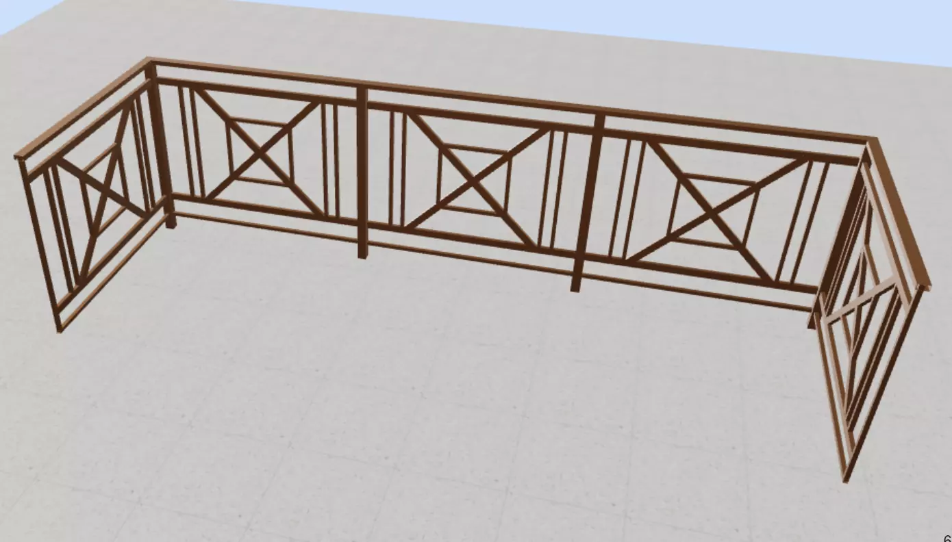 Iron balcony railing 3D model 3D model_0