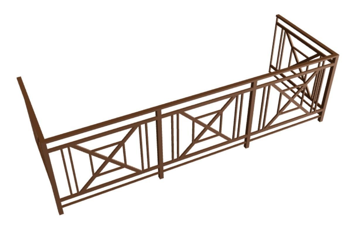 Iron balcony railing 3D model 3D model_2