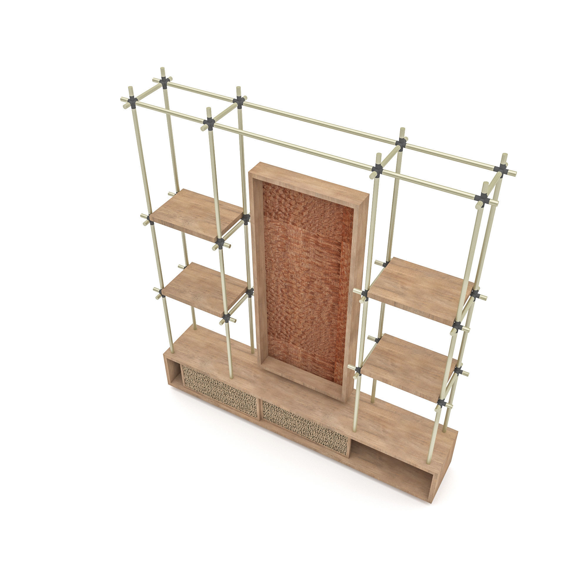 modern tv unit and bookcase Low-poly 3D model_6