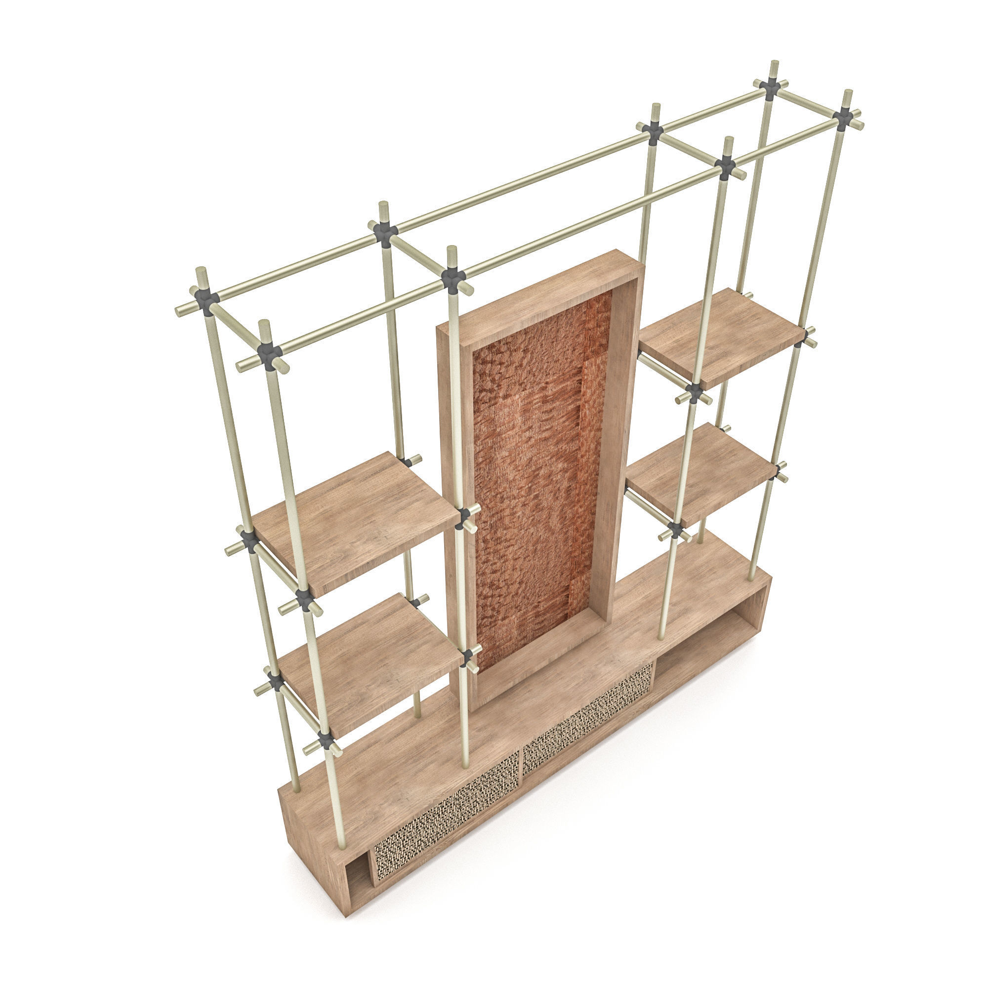 modern tv unit and bookcase Low-poly 3D model_7